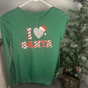 Christmas Girls' clothing- I Love Santa long sleeve shirt Medium (7-8) NEW